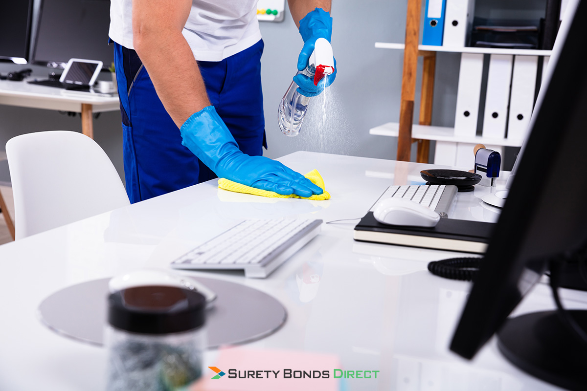 Commercial cleaner in office