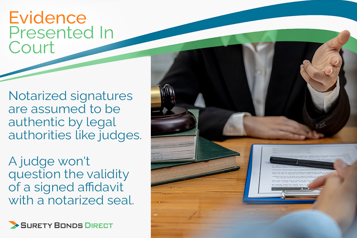 Notarized signatures are assumed to be authentic by legal authorities like judges. A judge won
