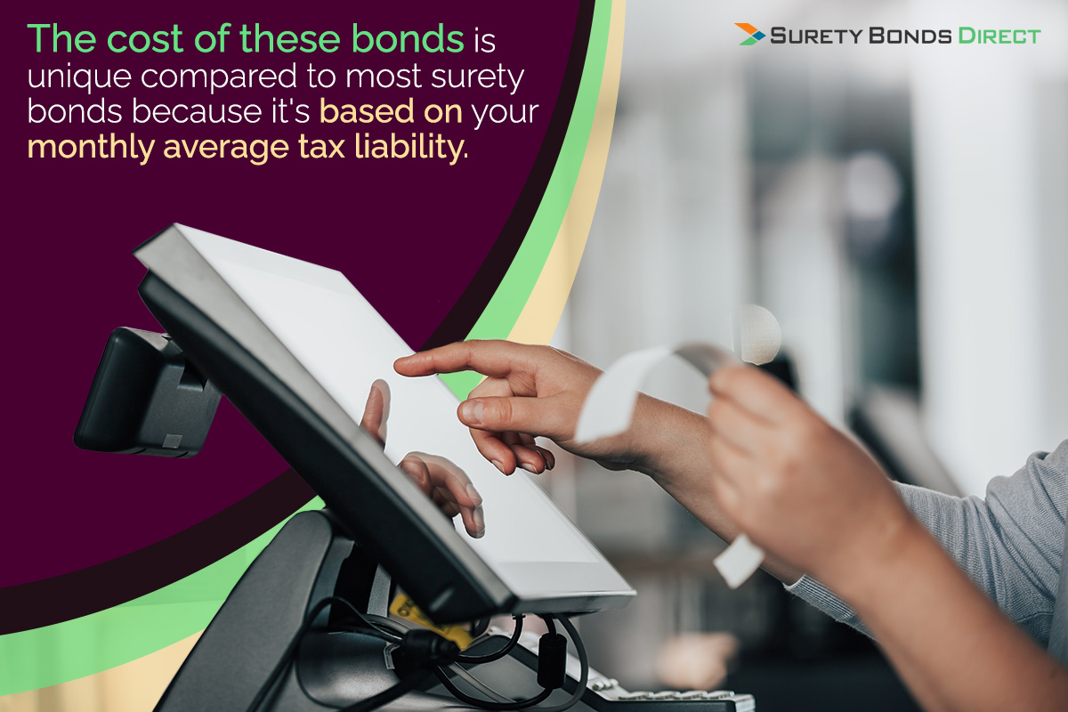 The Cost of Mixed Beverage Tax Bond The cost of these bonds is unique compared to most surety bonds because it is based on your monthly average tax liability.