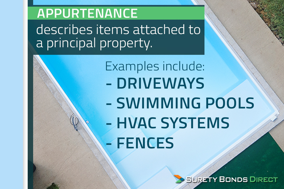 Appurtenance Matters When It Comes To Arizona Contractor Licenses Appurtenance describes items attached to a principal property including driveways, swimming pools, HVAC systems, fences and the like.