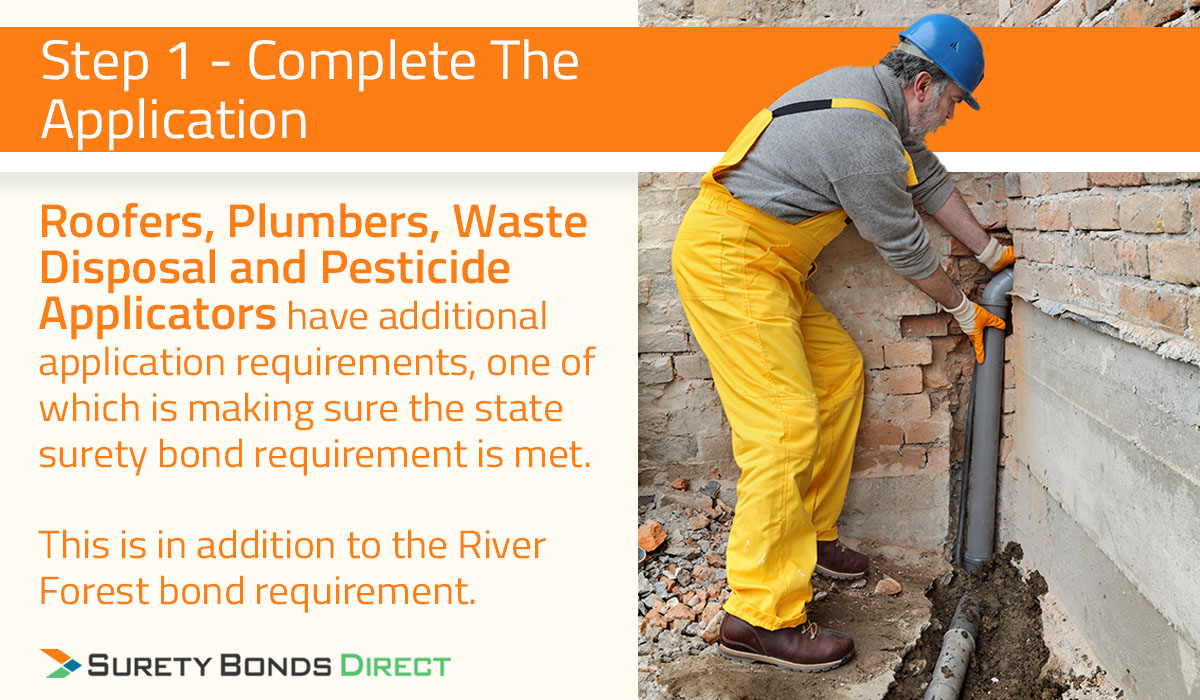 Step 1 is to complete the application with the correct information. Keep in mind that plumbers, roofers, and pesticide applicators will have some additional application requirements.