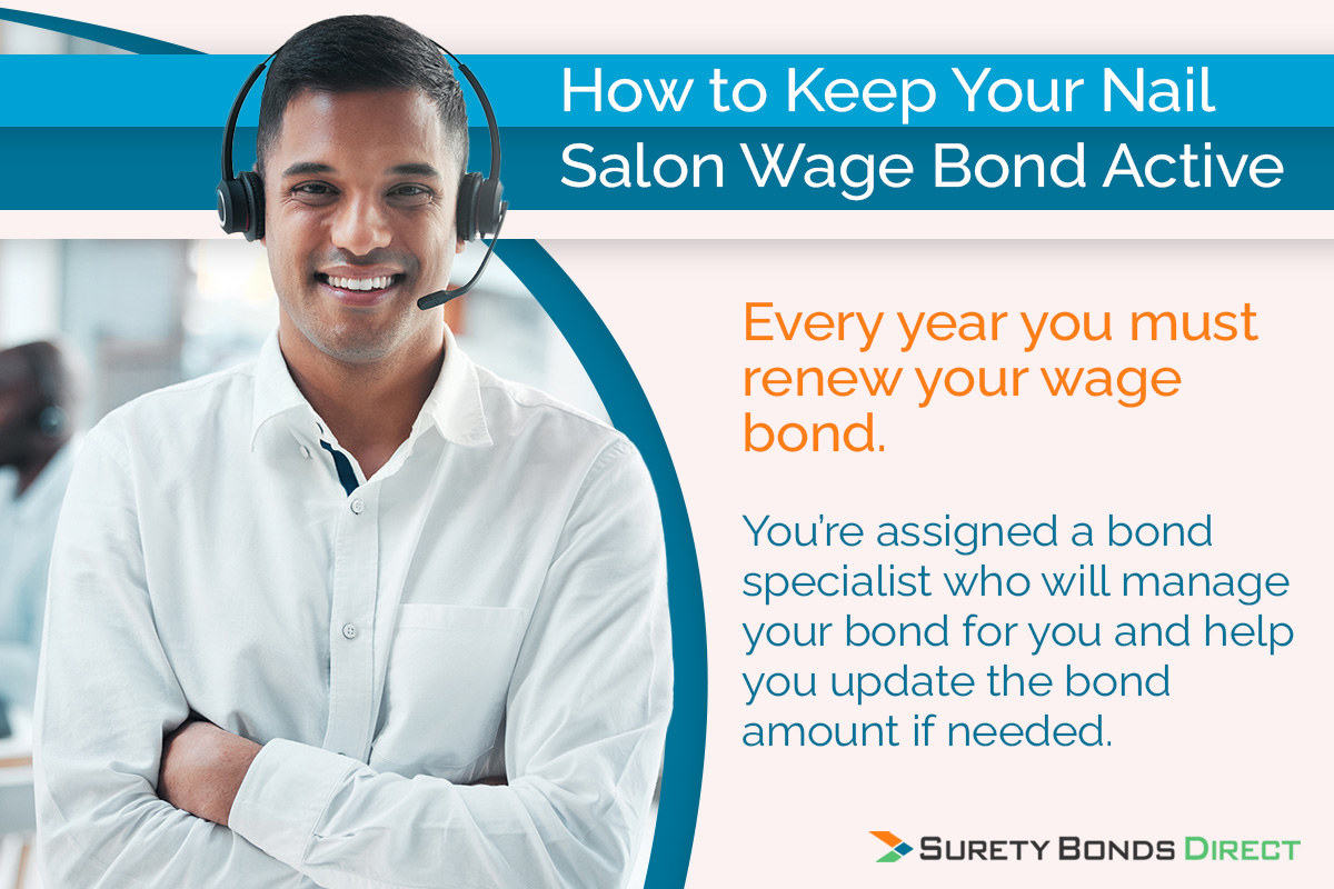 Keeping our wage bond active from year to year is to renew the bond by paying a premium. You can also adjust your bond amount each year in the event you need to increase it or decrease it.