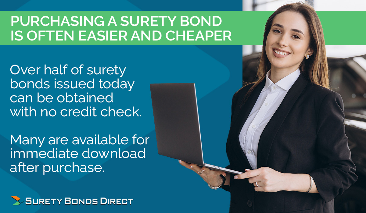 Purchasing a surety bond is often far less expensive and easier to complete than using a letter of credit from a banking institution.