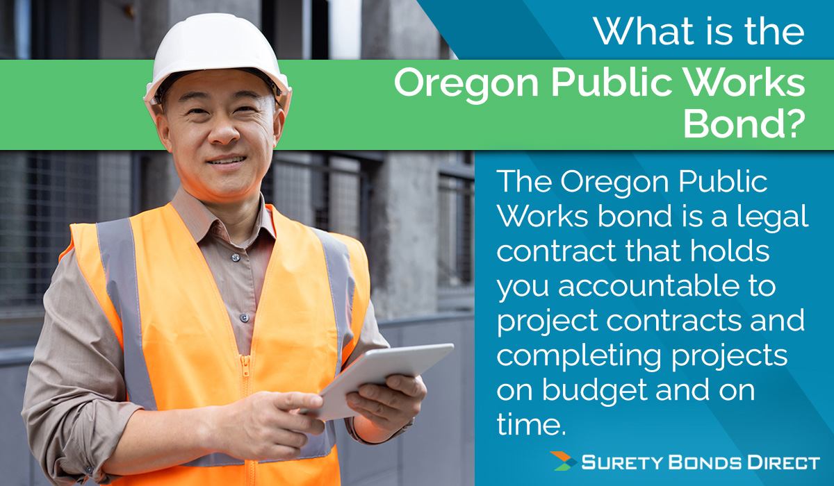 An Oregon public works bond is a legal contract that holds the contractor accountable to completing the project for the state on time and on budget.