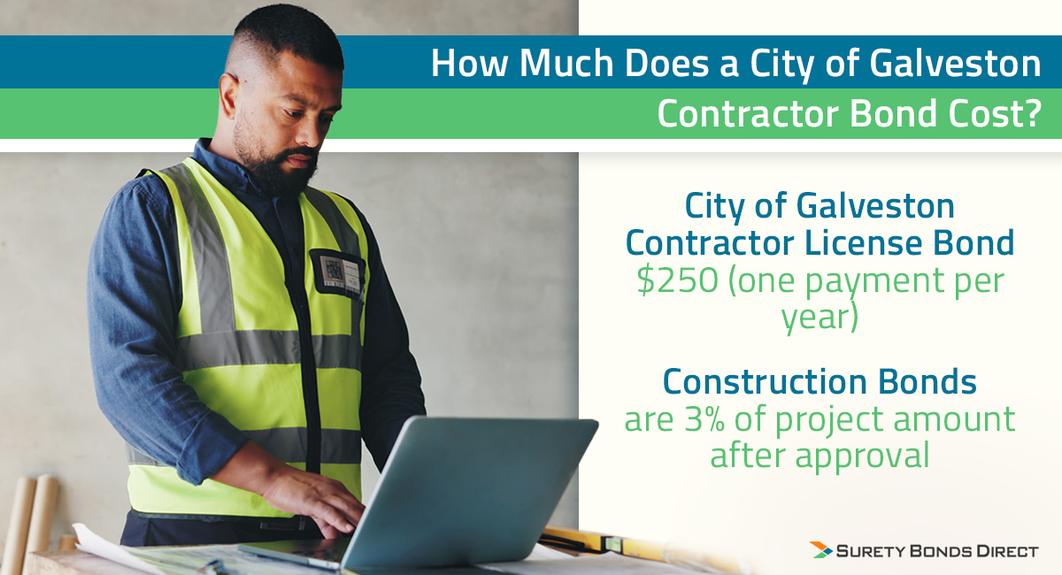 The cost for the license bond will be one payment of $250 per year. Construction bonds like the right of way projects or private projects will be 3% of the winning bid amount which is also the project cost.