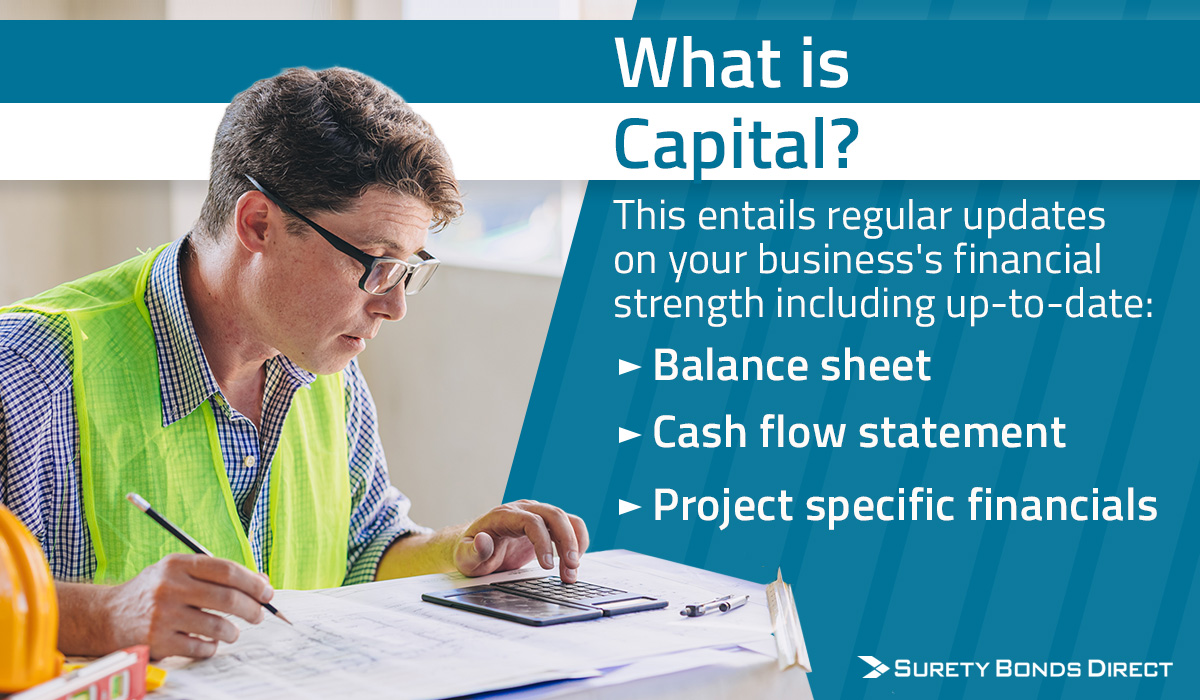 Capital is an ongoing view of your businesses financial strength including cash flows and individual project financials.