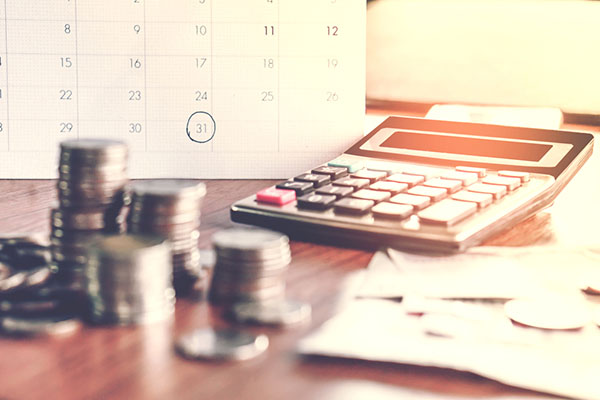 calendar marked for payment