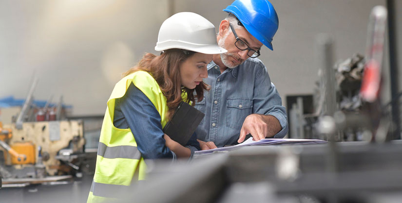 construction manager reviewing plans