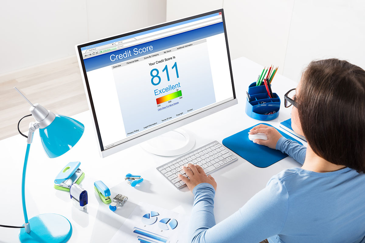 Woman checking credit score
